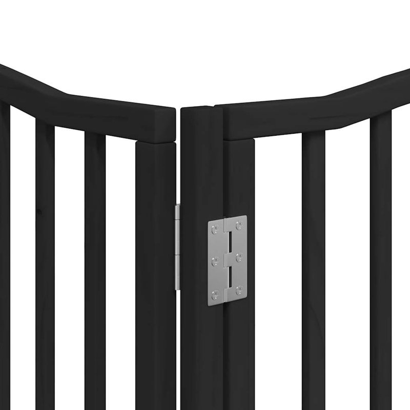Archie & Oscar Dog Gate With Door Foldable 10 Panels Brown 800 Cm Poplar Wood, 90cm H x 800cm W x 2cm D, Black