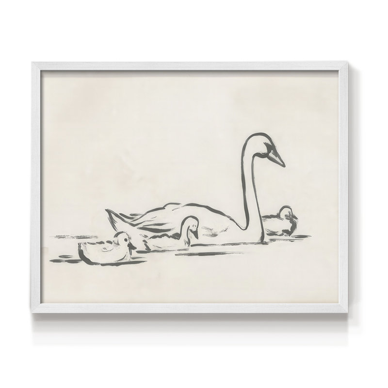 Swan Sketch III -Framed Print - Restickable, H 22 po x l 28 po, Blanc