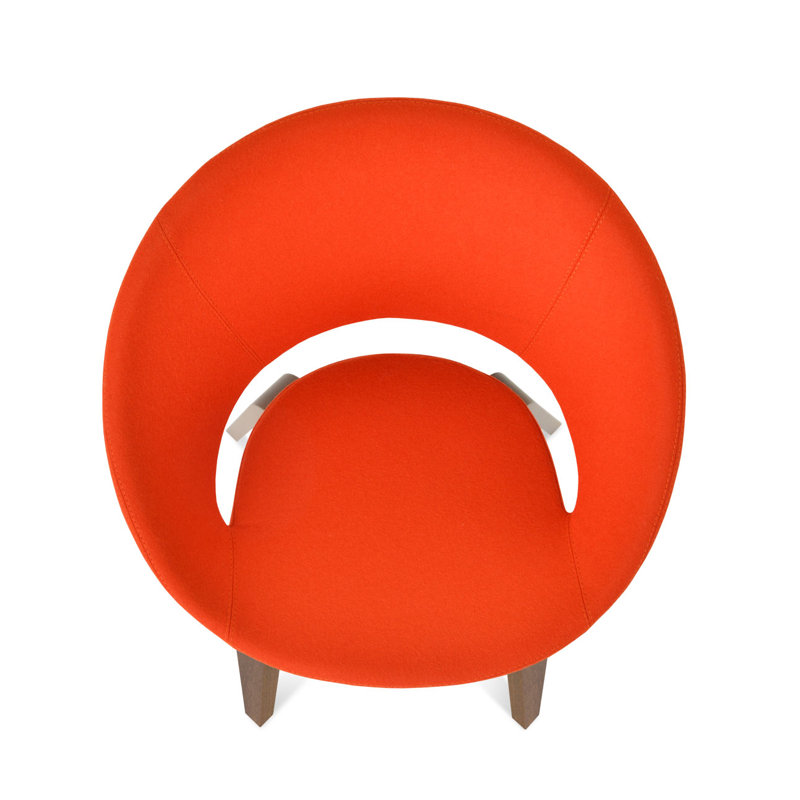 Crescent Plywood 17'' H Upholstered Metal Dining Chair, Camira Wool Orange, Walnut