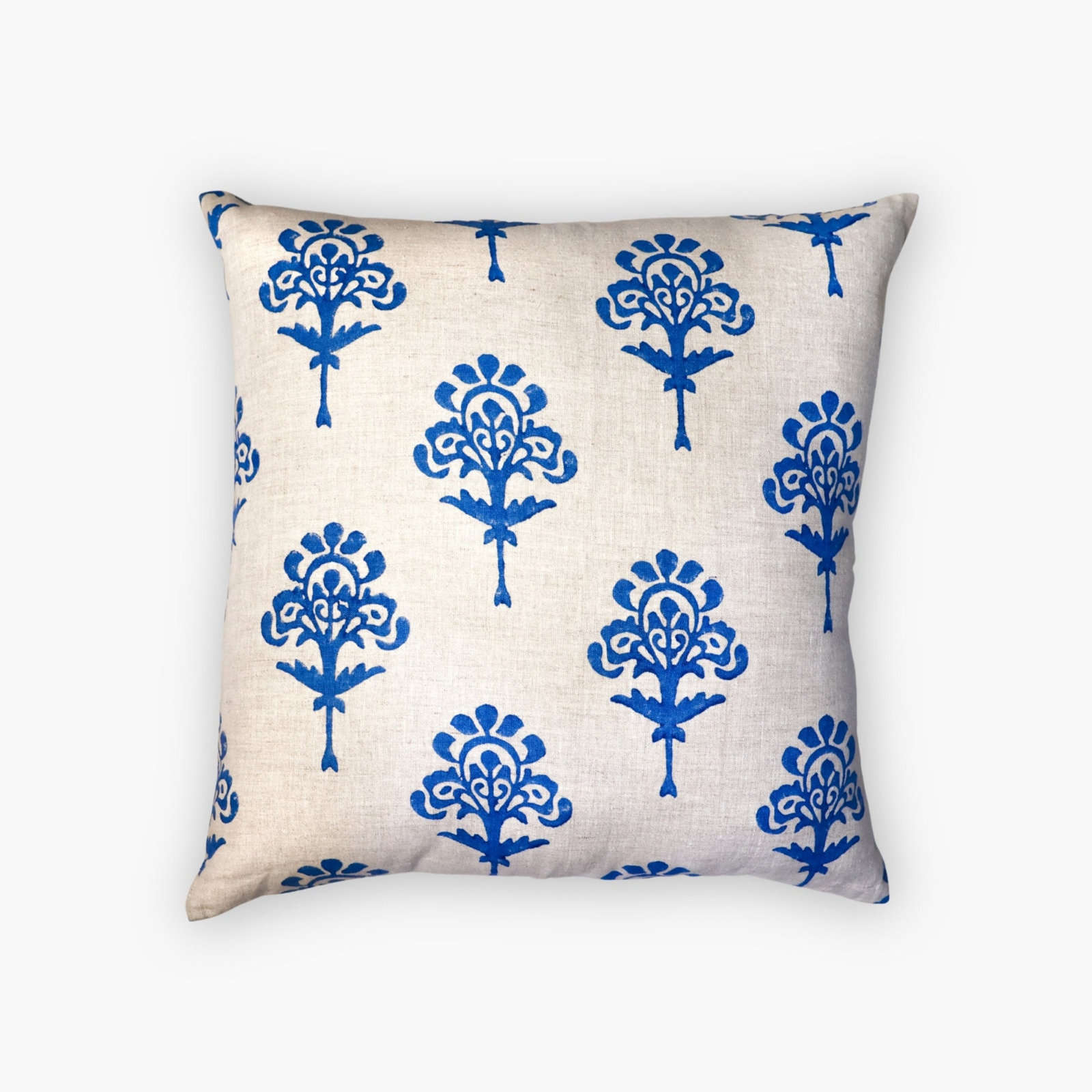 Linen Pillow Cover, Square 20", Blue/Beige Abstract