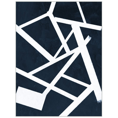 Sharp Edges Navy 2 Framed Painting Canvas