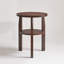 Table de bout ronde en bois d'hévéa massif avec tablette de rangement à 2 niveaux (ensemble de 2)