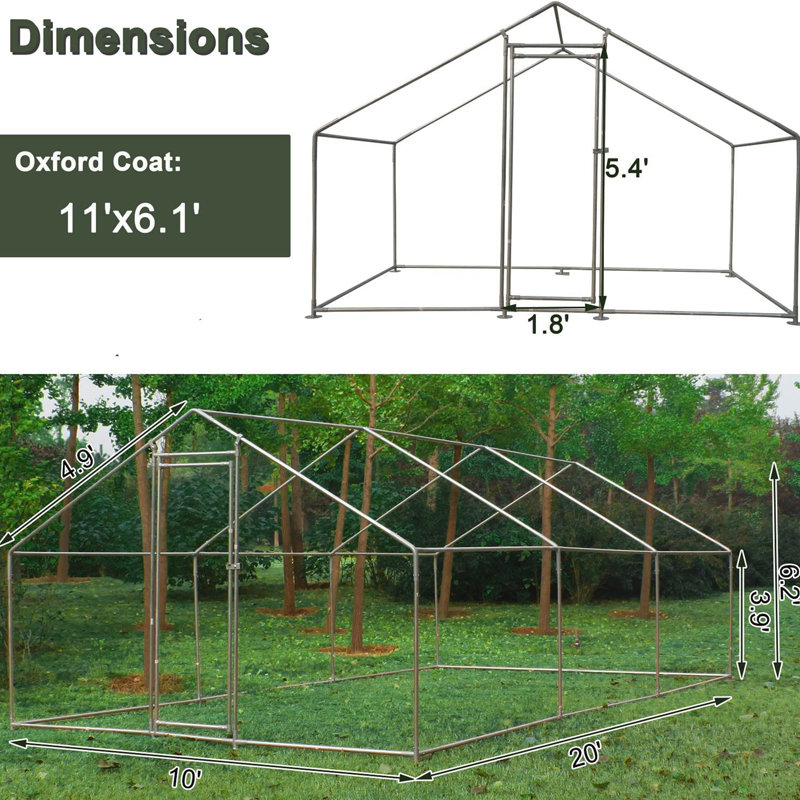 Dallyce Walk In Chicken Run, L 10 pi x l 20 pi x H 6,56 pi