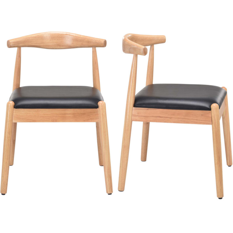 Ensemble de 2 chaises de salle à manger en tissage de style Mid-Century moderne avec structure en chêne massif et siège tissé à la main pour une assise confortable