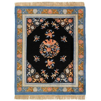 Hand Woven Cotton and Wool Oriental Area Rug