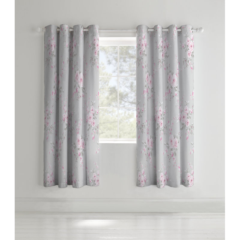 Canterbury Eyelet Blackout Curtains, 168 W x 183 D cm, Blue
