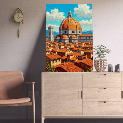 Canvas Wall Art Florence Duomo Poster, Italy City Decor-2 Vintage Poster Print Home Decor
