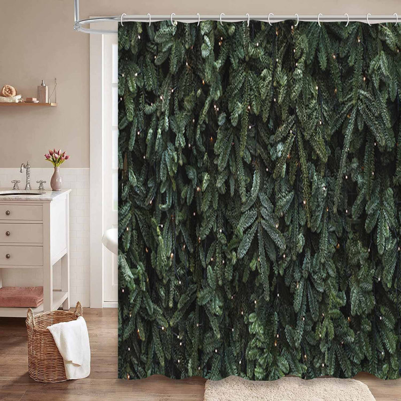 Rideau de douche vert imperméable, rideaux de douche pour la salle de bain avec 12 crochets, 72" L x 72" W