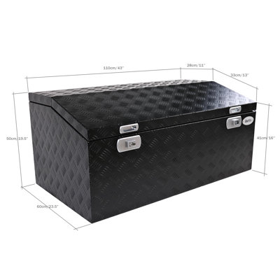 Boîte à outils en aluminium robuste pour remorque avec verrou (43 po x 23,5 po x 19,5 po)