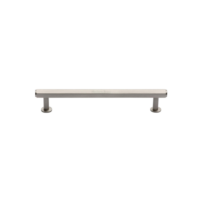 Heritage Brass Heritage Cabinet Pull Hexagon Design with Rose, 9.6cm, Satin Nickel