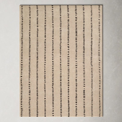 Austen Beige Hand-Tufted Striped Wool Rug