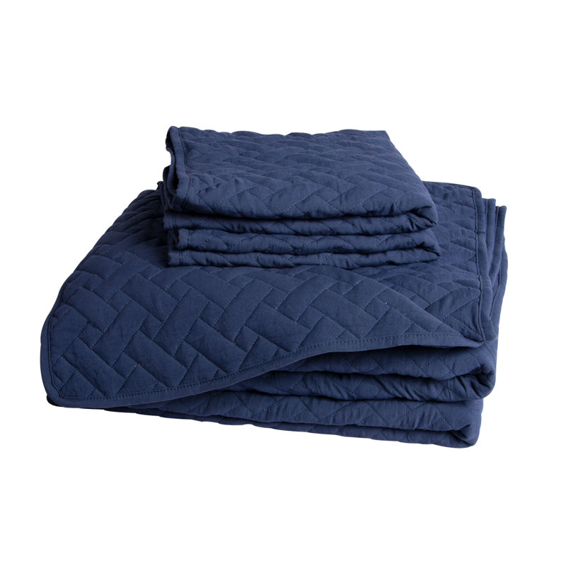 Ensemble de couvre-lit réversible en microfibre, Couvre-lit pour lit simple + une taie d'oreiller s, Bleu marine