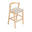 Tabouret de bar d'intérieur en bois d'hévéa Balmans, finition naturelle et revêtement beige, ensemble de 2-1071670940