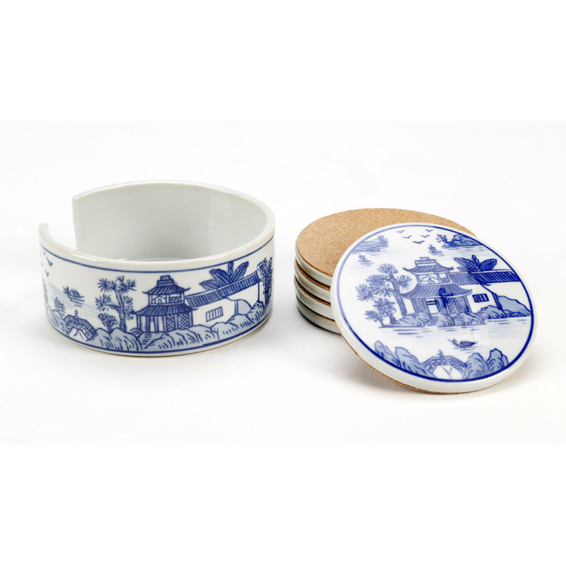 Pagoda Coaster Set with Holder