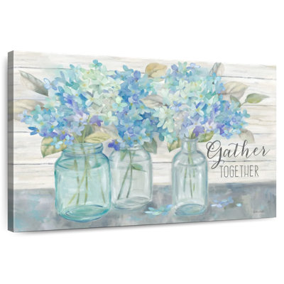Tergel Farmhouse Hydrangeas In Mason Jars - Gather