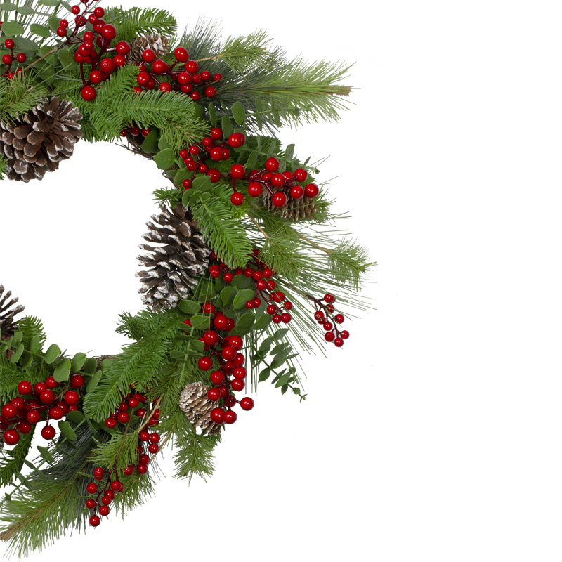 24-Inch Red Berry and Pinecone Artificial Christmas Wreath