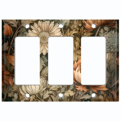 Couvercle de plaque d'interrupteur en métal; Fauteuil à bascule GFI de taille 3 US - fleurs rétro de style William Morris