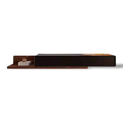 Modern Extendable Floating TV Stand with Maple Pine Drawers