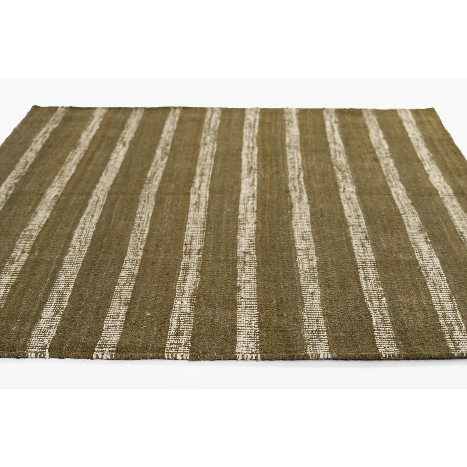 Aadison Green Hand-Woven Striped Jute Rug, Rectangle 9'9" x 13'9"