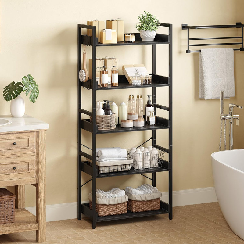 Grijalva Bookshelf , Industrial Bookcase for Living Room, Bedroom and Office, (5 Shelves) 56.8" H x 23.6" W x 11.8" D, Black