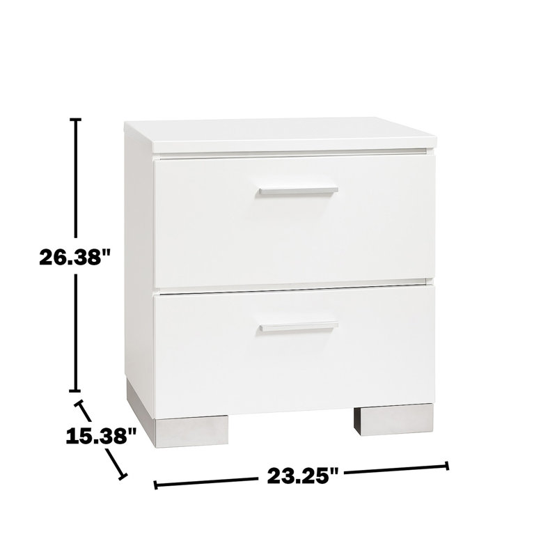 Table de chevet avec chargeur USB et pieds chromés