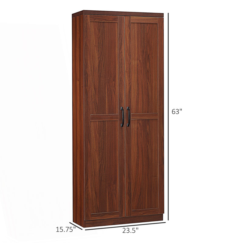 Accent Sideboard, 2-Door Kitchen Pantry, Freestanding Storage Cabinet With 5-Tier Shelving And 2 Adjustable Shelves, Brown