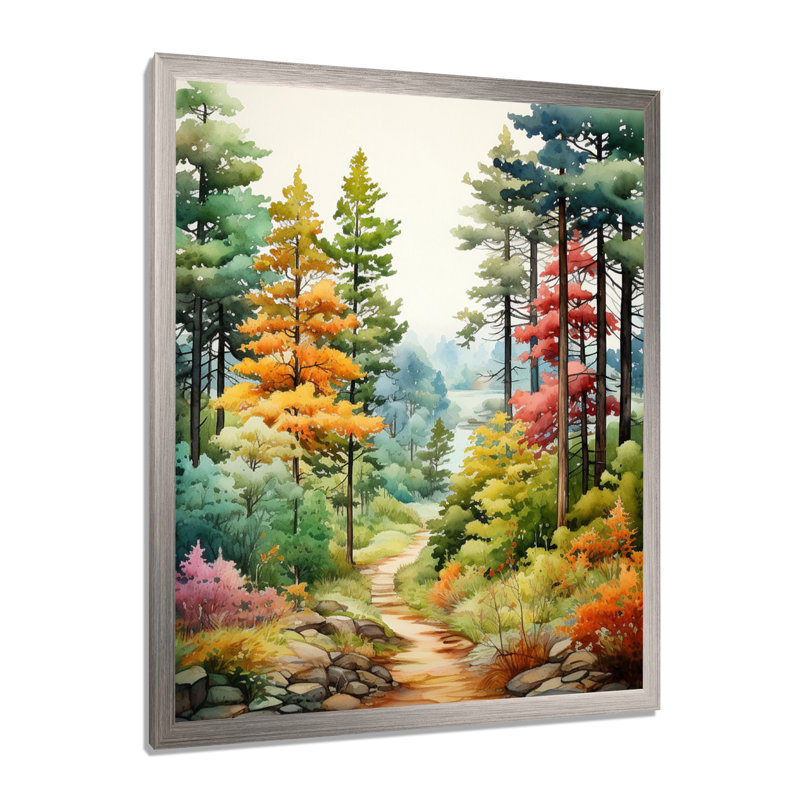 Pin, Autumn Symphony III - Pin, art mural, H 32 po x l 24 po x P 1 po, Cadre simple argenté