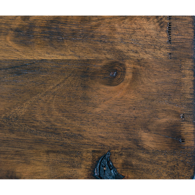 Table de chevet rustique en bois d'hévéa massif, 2 tiroirs, transitionnel classique, table d'appoint au fini bruni