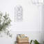 Sculpture murale en bois à volutes, décoration murale en forme d'arche avec relief à volutes en métal, art mural 10 po x 1 po x 20 po, blanc