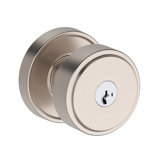 Vashon Keyed Entry Knob with Recessed Round Rose in Satin Nickel