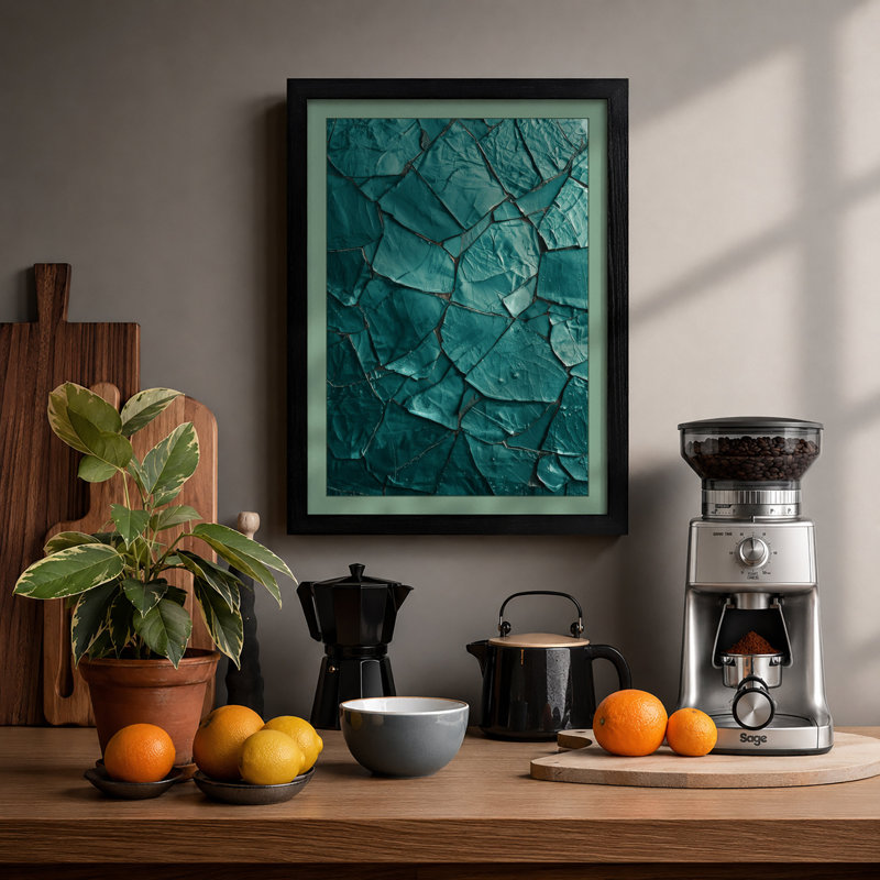 Fractured Geometry Minimalist - Framed Print, A1 - 84.1 x 59.4 cm, Black