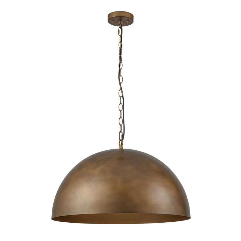 Bradson 1-light Antique Brass Dome Pendant, 13.8" H x 23.6" W x 23.6" D