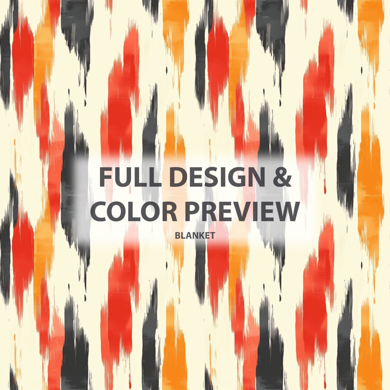 Ikat rouge et orange minimaliste - jeté chaud contemporain, jeté douillet minimaliste