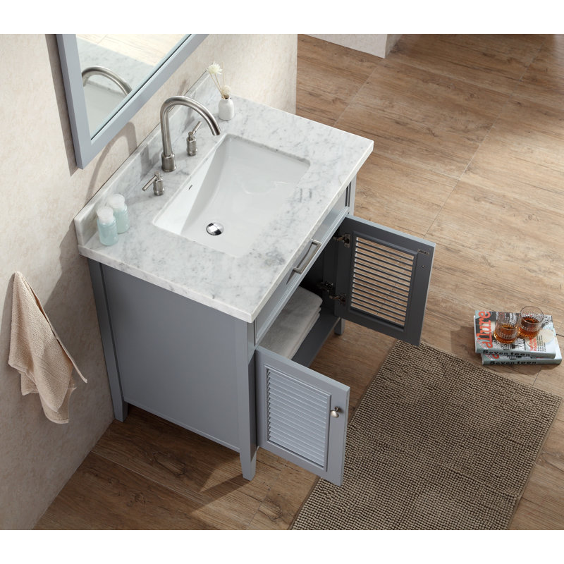 Ensemble de meuble-lavabo simple 31 po avec miroir Hamil, Gris