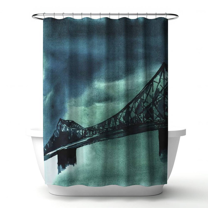 Shower Curtain CI370 – Polyester Shower Curtain, Dye Sublimation Print, 71" W × 74" L, Multicolor Dark Green