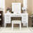 Makeup Vanity Table with 7 Storage Drawers, LED Mirror and Padded Stool-2104897868