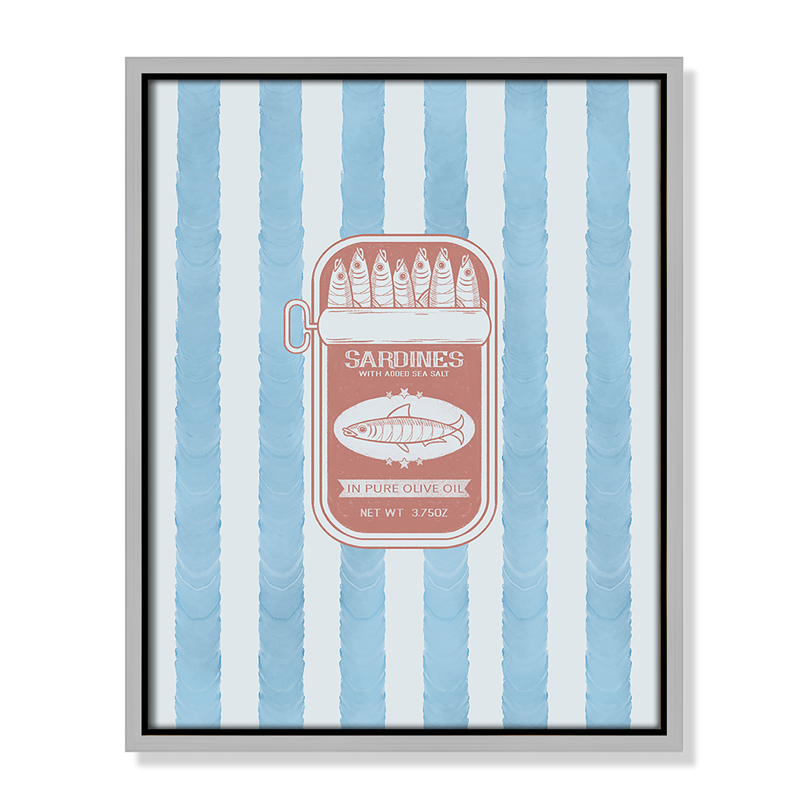 Salty Sardines Print by Marcus Prime, 12.5'' W x 15.5'' H, Silver Floater