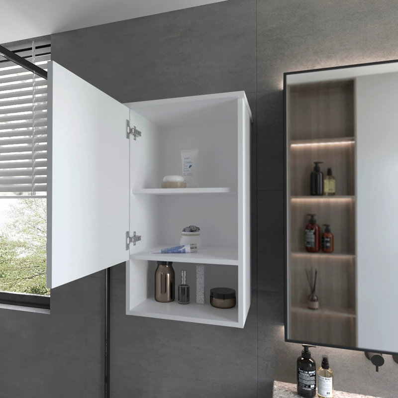 Armoire à pharmacie blanche avec une porte, Blanc