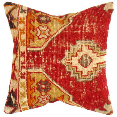 Oushak Turkish Embroidered Wool Blend Throw Pillow