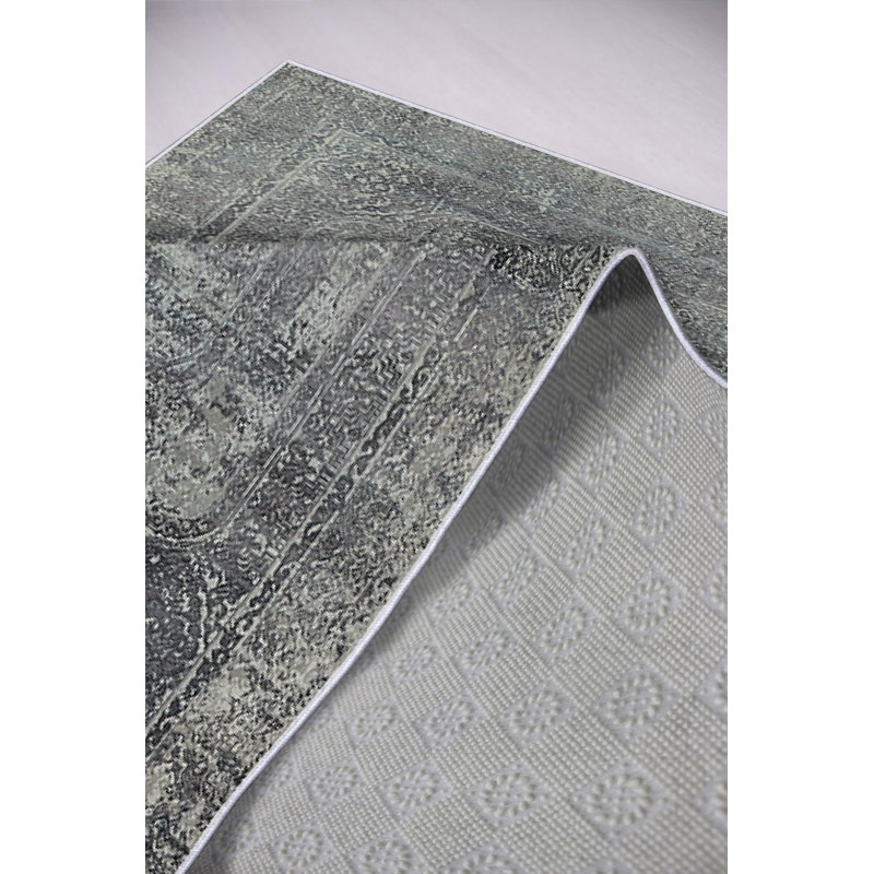 Stylish Dark Grey Area Rug (31.5 x 47.2 inches), 100% Polyester, 650 g/m² | Non-Slip PVC Dot Underside, Antibacterial & Eco-Friendly | Machine Washable, Perfect for Home Decor & High-Traffic Areas