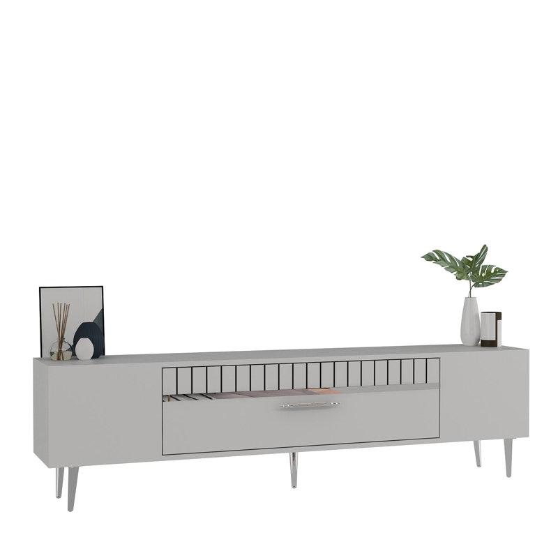 Olivia Unfinished TV Stand, 150cm, White/Silver