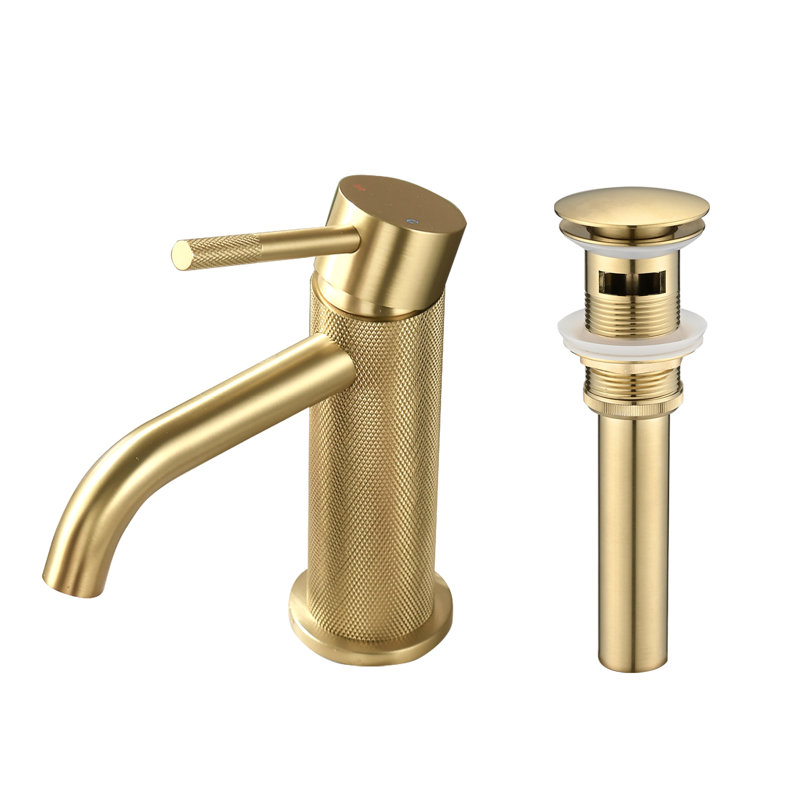Robinet de lavabo monotrou en nickel brossé avec bec en cascade et bonde escamotable, robinet de meuble-lavabo moderne pour lavabo à entraxe large