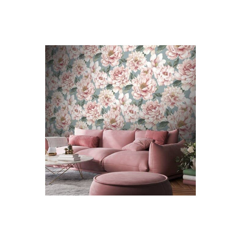 Betsons Floral Textured Matte Wallpaper 10m x 53cm Roll, Pink/Duck Egg