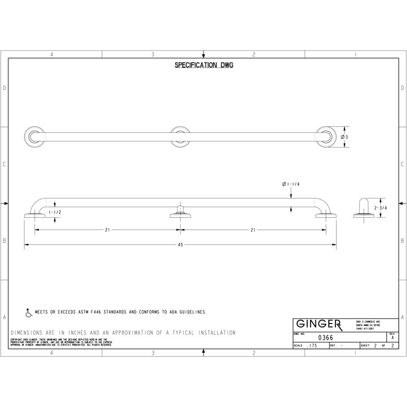 Hotelier 42" Grab Bar, Satin Nickel