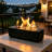 14.7" Rectangular Concrete Clean-Burning Wax  Indoor & Outdoor Tabletop Fireplace Black-122807106