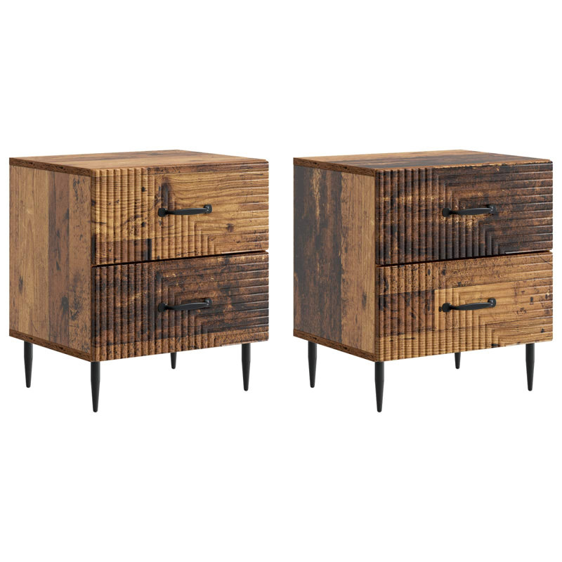 43cm W Manufactured Wood Bedside Table, Old Wood