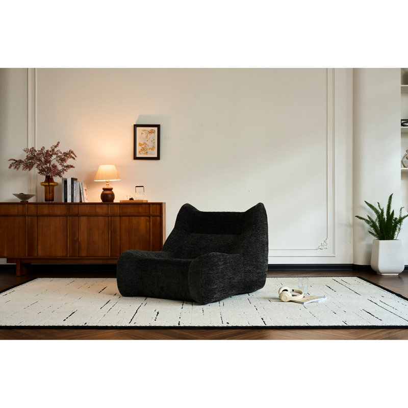 Fauteuil à billes surdimensionné gris pour adultes - rembourrage à haute éponge, revêtement de chenille confortable