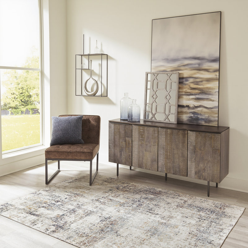 Abstract Indoor / Outdoor Rug, Rectangle 5'3" x 7'