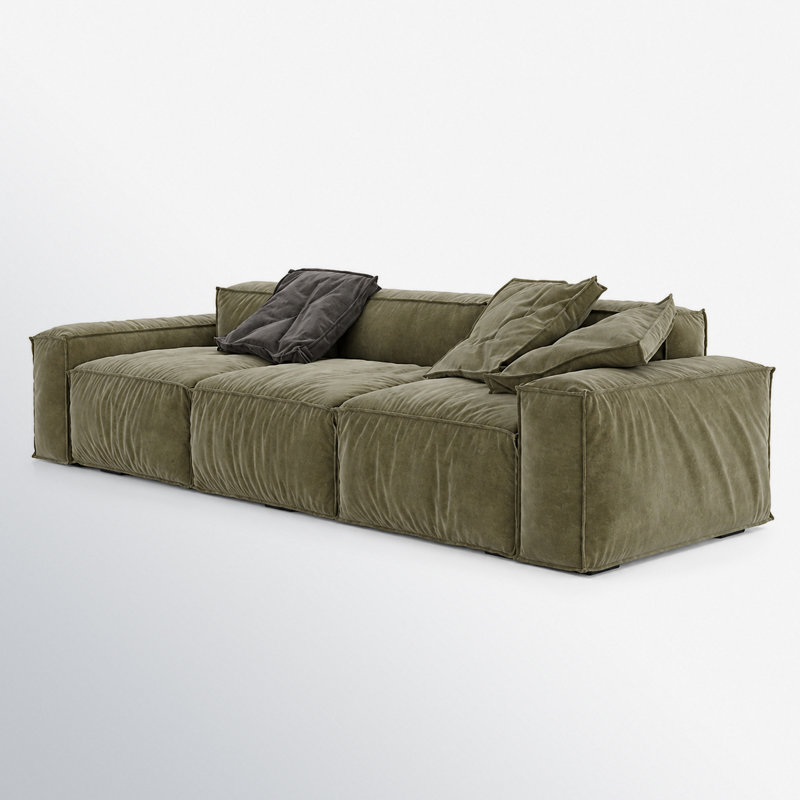 Jinyu 108.27'' Velvet Sofa, Green