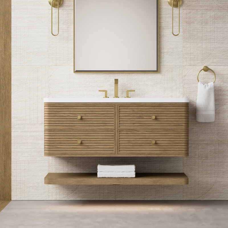 Allamari 48" W Single Vanity, White Zeus Silestone, 8" Widespread, Dune Mist